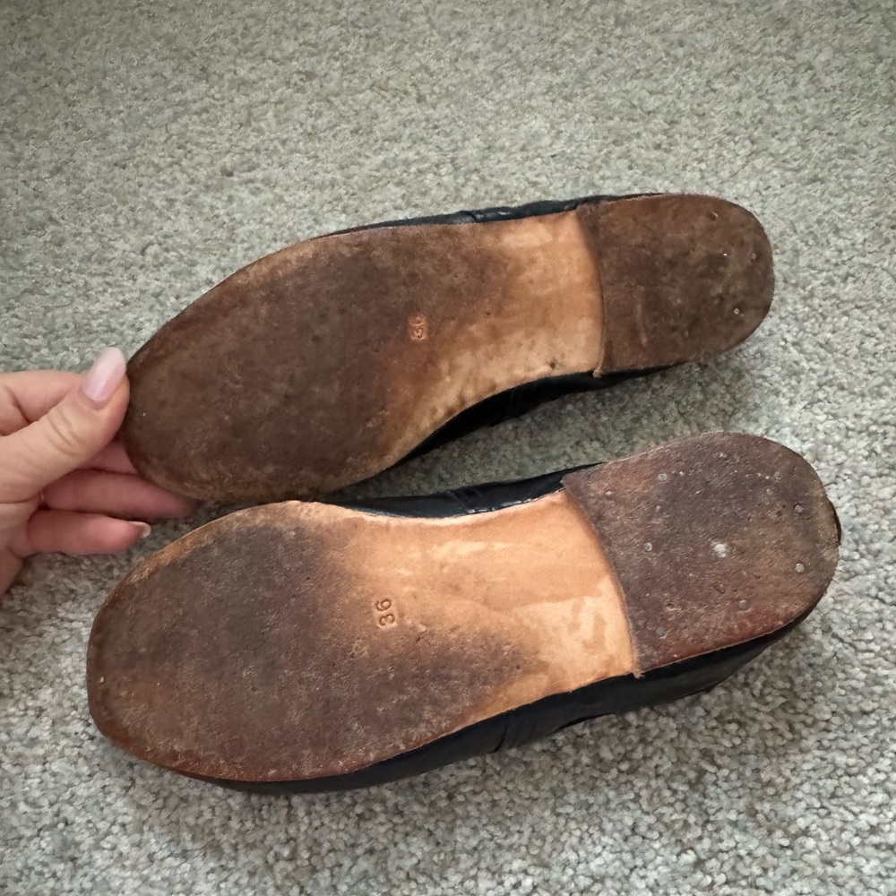 E. Porselli Black Leather Ballet Flats, size 36 - Picture 4 of 6